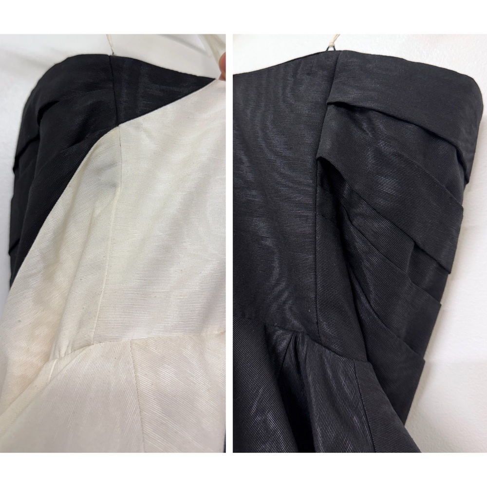 Alice + Olivia Bridgette Maxi Gown Dress Black Off White Ivory Wave Moire 4 - Picture 12 of 16
